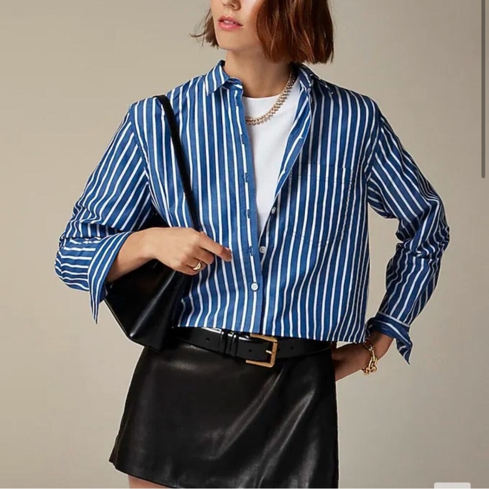 J.Crew Cropped button-up shirt in stripe